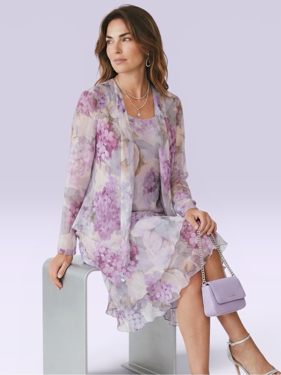 Ursula of Switzerland Dresses & Skirts - Vtg Ursula of Switzerland 2-Piece Watercolor Hydrangea Midi Dress
